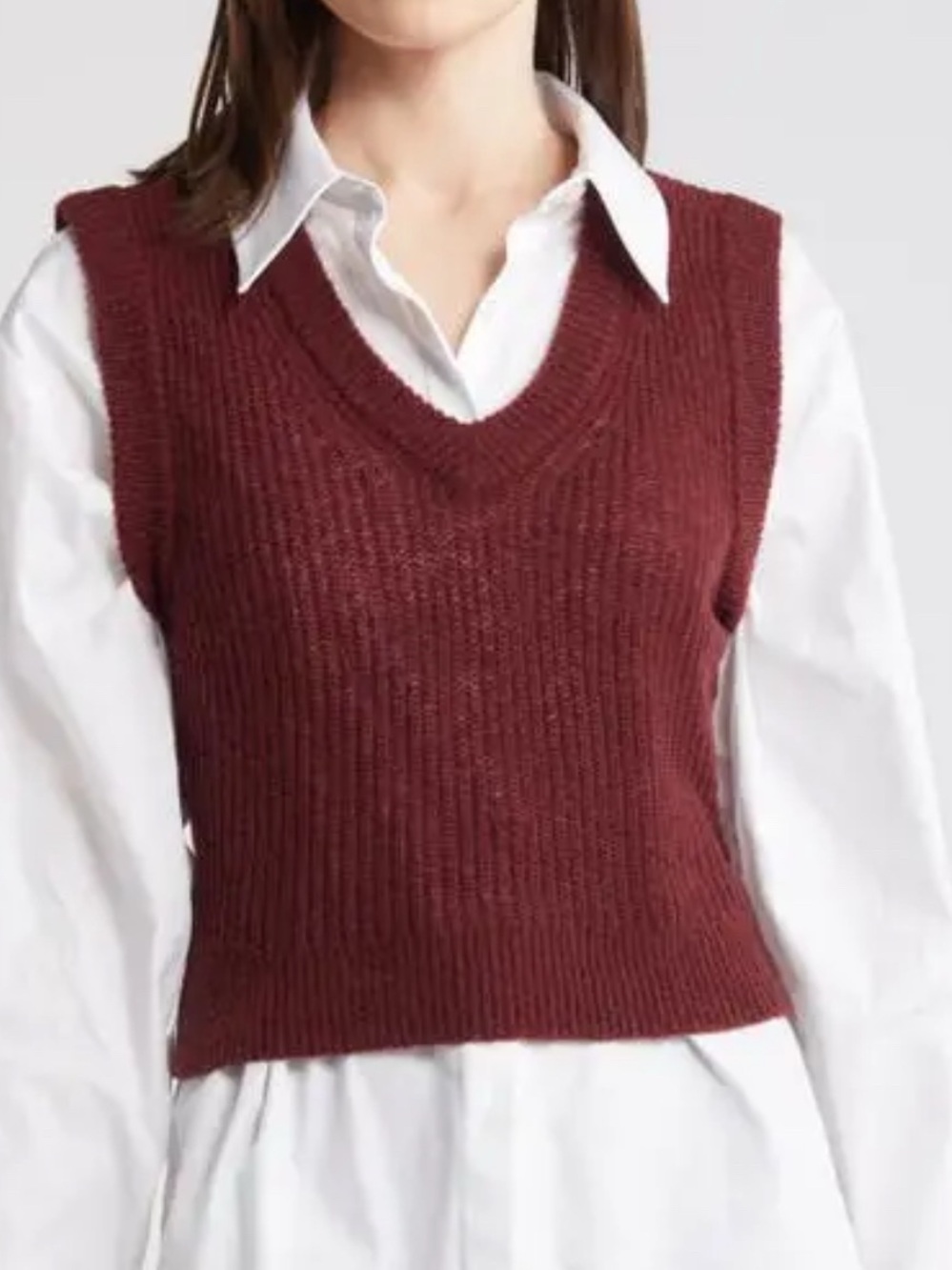 Women’s Madewell alpaca V-Neck Knit Sweater Vest - Burgundy medium